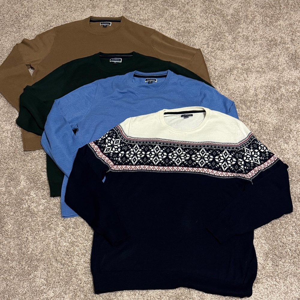 Club’s room Men's four Sweaters bundle- Blue, Green, Brown, tan